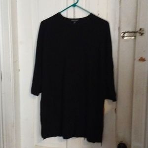 Eileen Fisher, black light-weight tunic sweater, Italian yarn